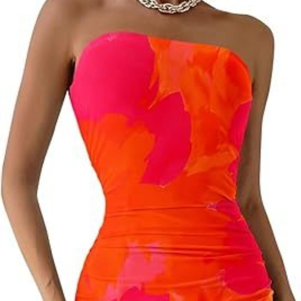 Floral Strapless Bodycon Maxi — Perfect for Weddings, Vacations & Summer Parties